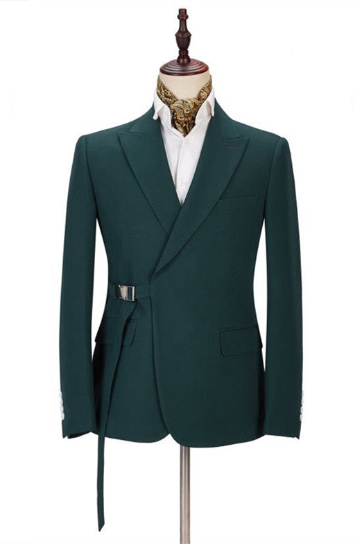 Koscy Gentle Dark Green Father of the Bride Suit with Peaked Lapel
