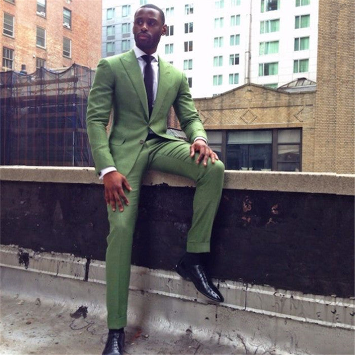 Koscy Green Prince Suit for Wedding - Formal 2 Pieces, Peaked Lapel