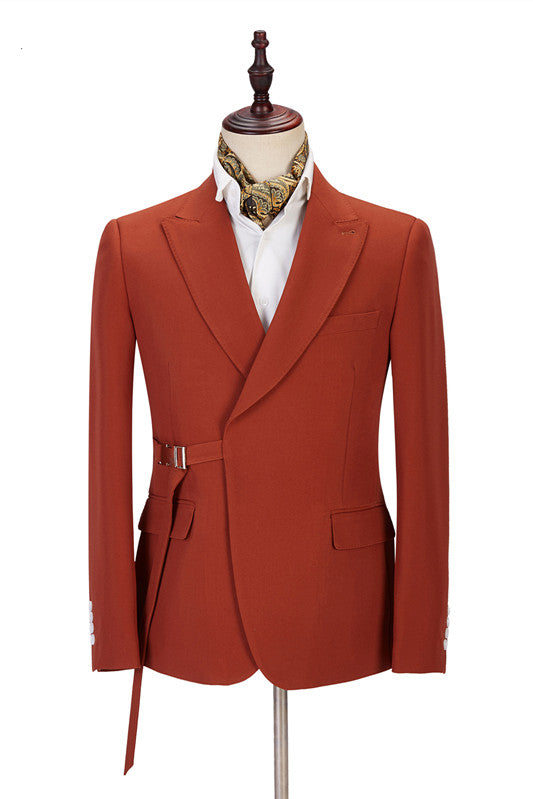 Koscy New Arrival Orange Blazer for Groom with Peaked Lapel