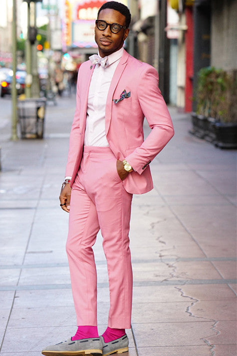 Koscy Handsome One-Button Pink Wedding Suit for Groom