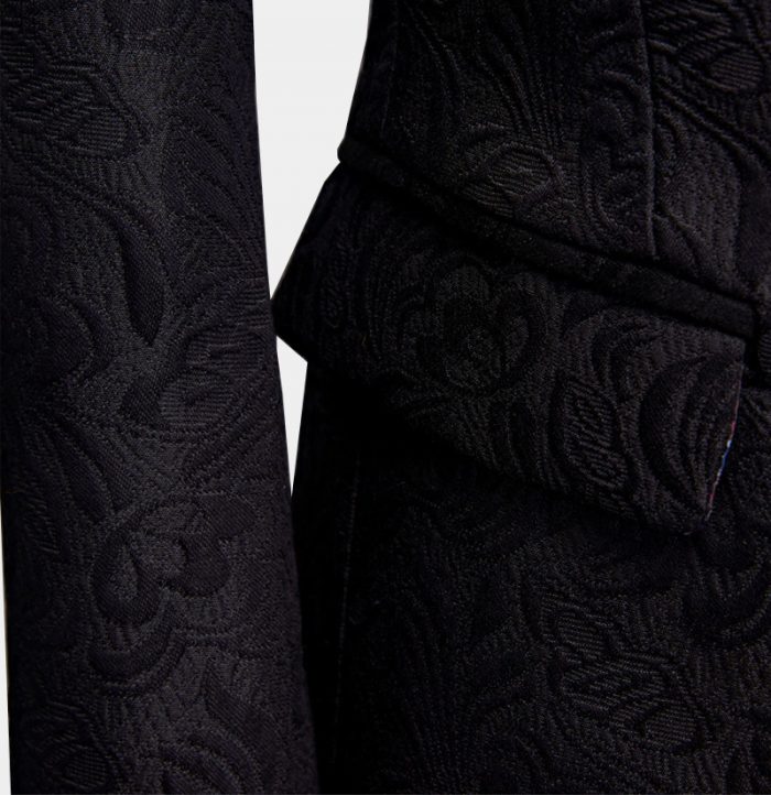 Koscy Business Black Three-Piece Jacquard Wedding Suit for Men