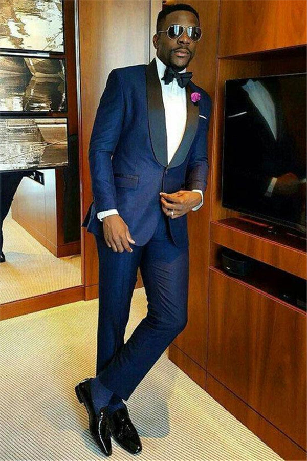 Koscy Joshua Navy Blue Bespoke Shawl Lapel Wedding Suit