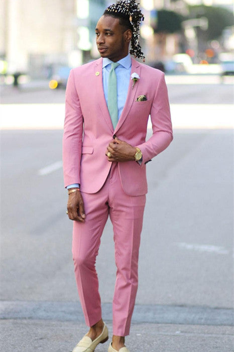 Koscy Classic Santiago Pink Two-Piece Tuxedo with Notched Lapel for Wedding
