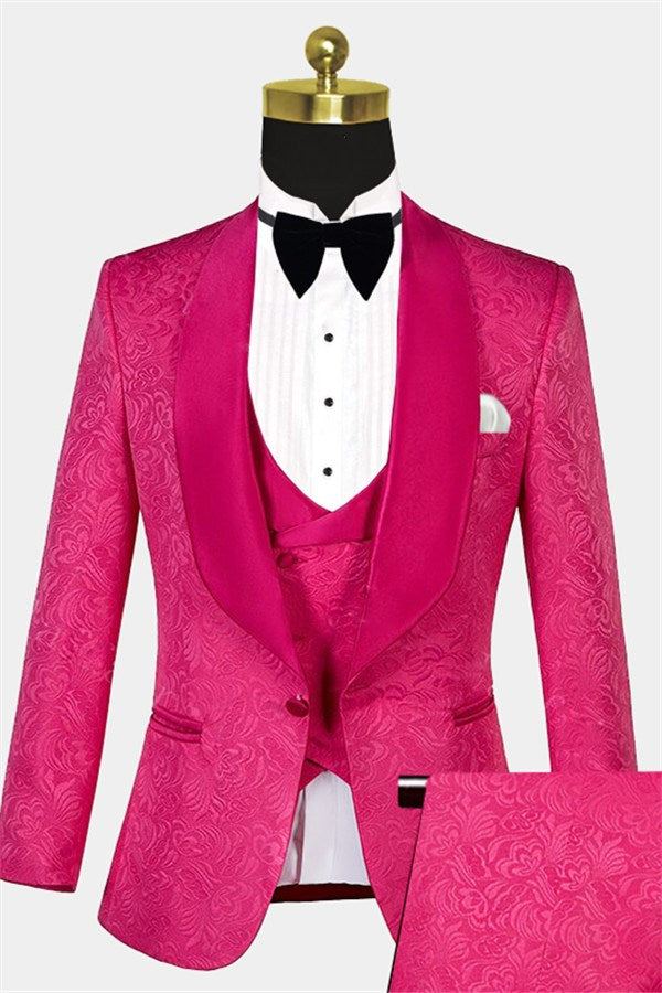 Koscy Best One-Button Pink Wedding Suit for Groom