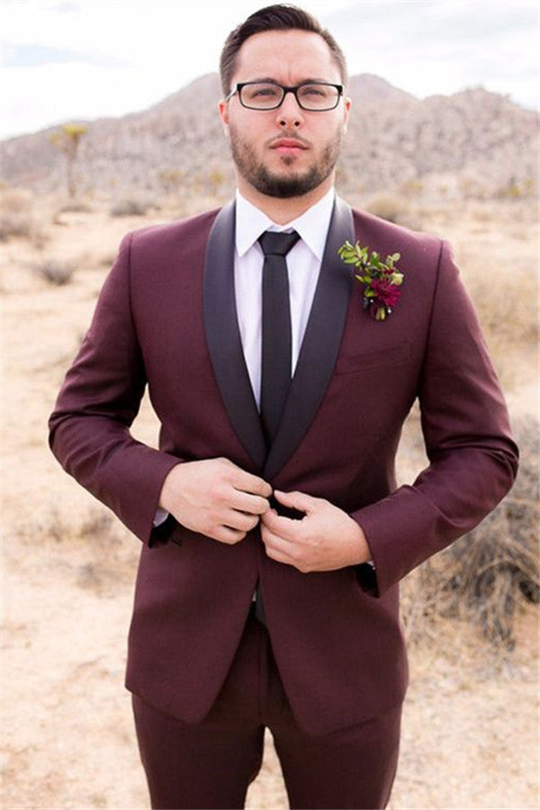 Koscy Handsome Burgundy Groom’s Suit with Tailcoats for Weddings