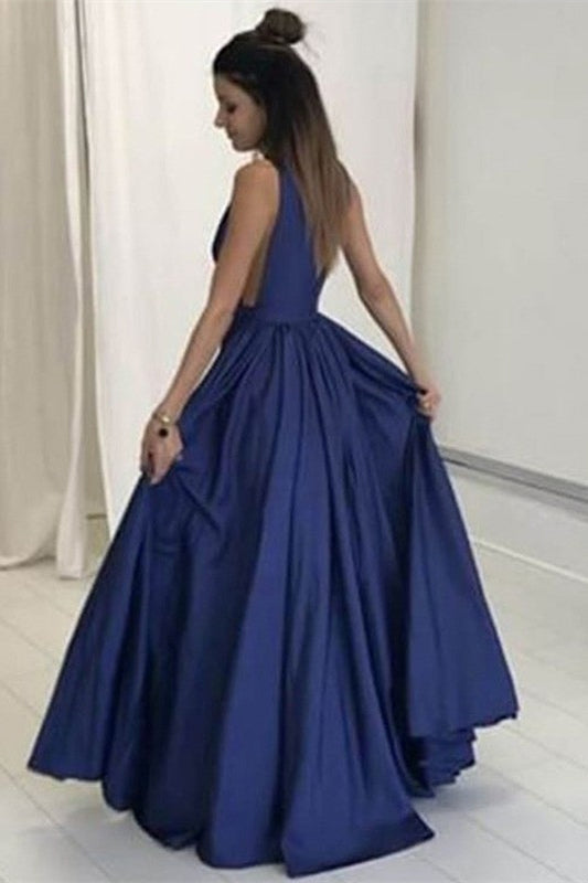 Prom Dress Deep V-Neck with Pockets