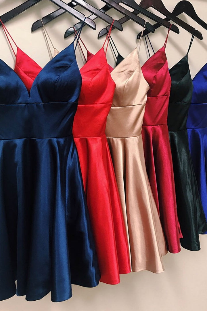 Koscy A-line Spaghetti Straps Satin Homecoming Dress