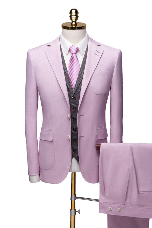 Koscy Stylish Purple Notched Collar Three-Piece Wedding Suit