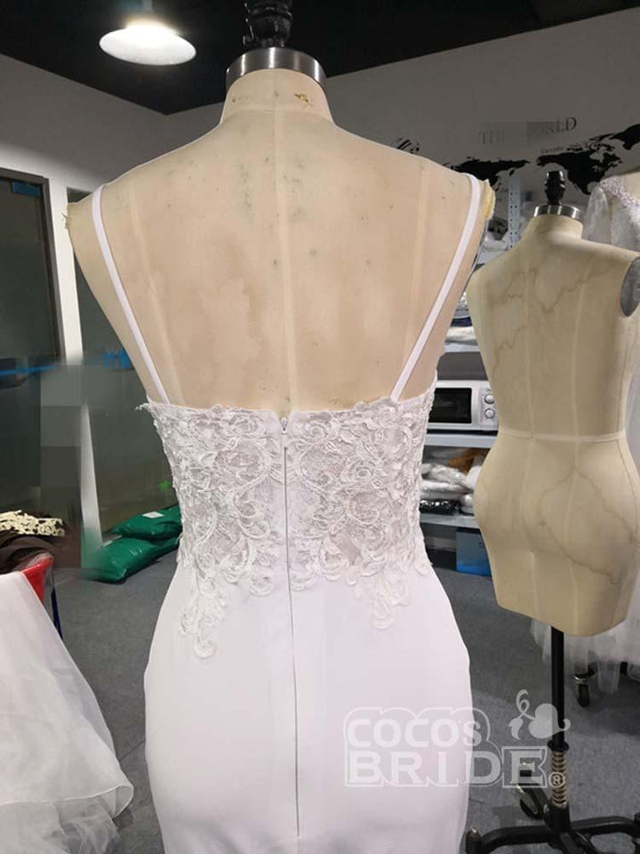 Bmbride V-Neck Mermaid Wedding Dresses with Spaghetti Straps