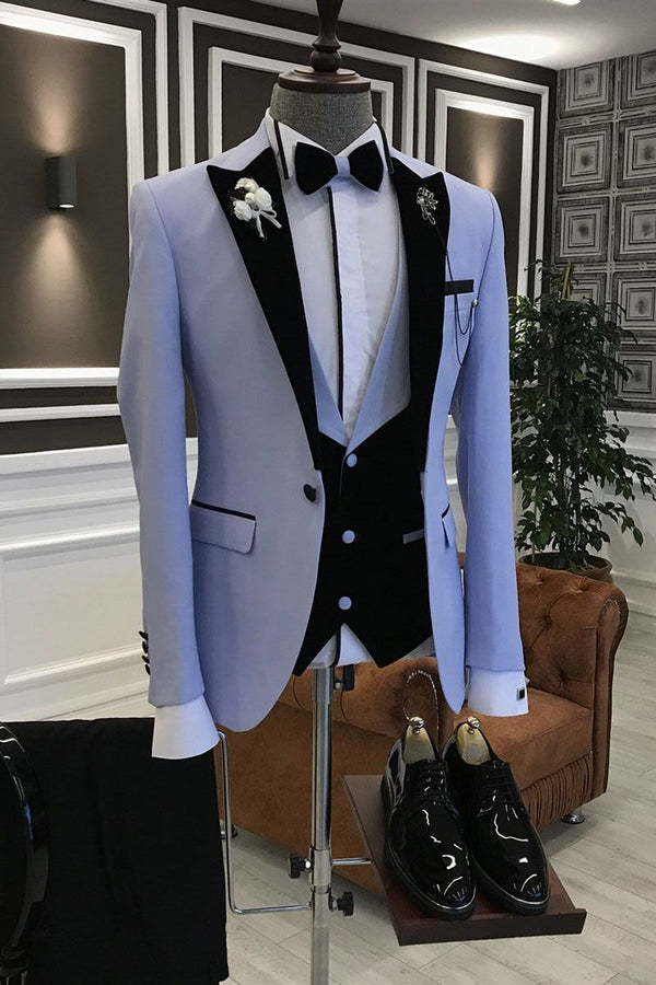 Koscy Simple Purple Three-Piece Prince Suit for Men with Peaked Lapel