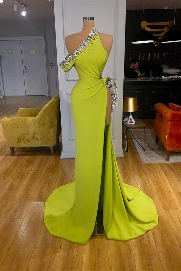 Off-The-Shoulder Prom Dress with Glorious Mermaid Beadings and Split