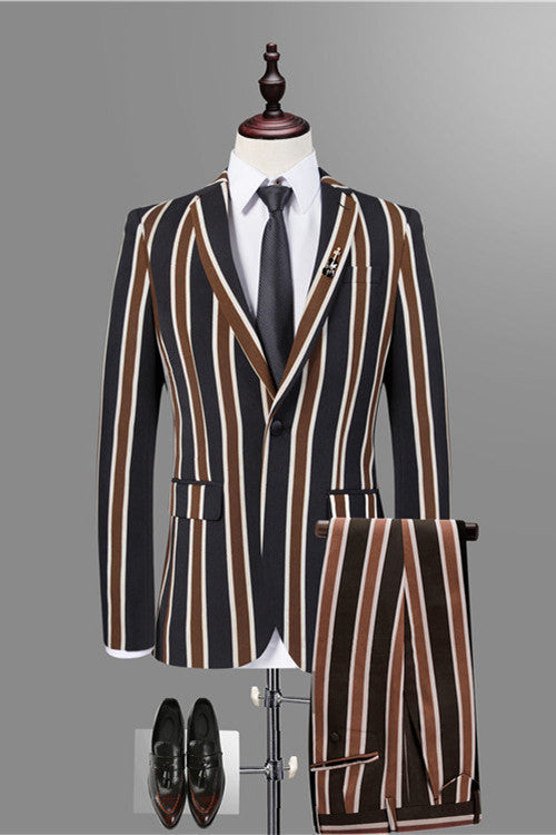 Koscy Gentle Black Striped Prom Attire for Men 2024 Online