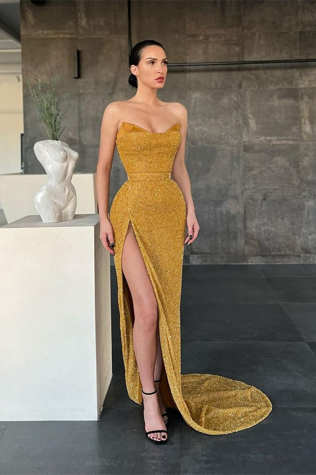 Sequined Mermaid Long Evening Dress With Split