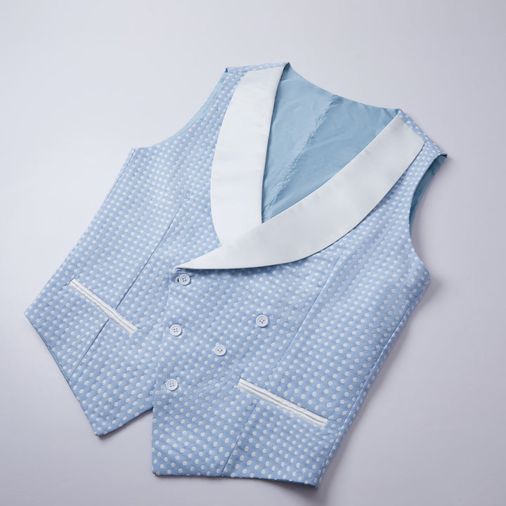 Koscy Sky Blue Dot Wedding Suit with Shawl Lapel for Men’s Parties
