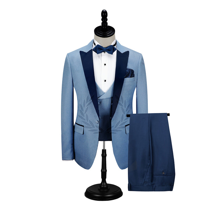 Koscy Fashionable Dark Navy Blue Tuxedo with Peak Lapel for Wedding and Prom