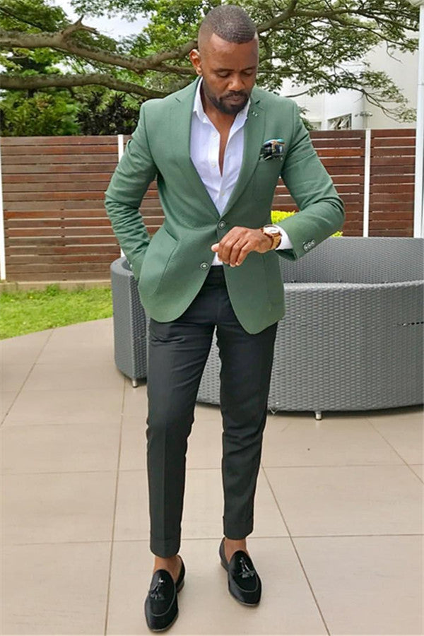 Koscy Stylish Alexander Green Groomsmen Tuxedo with Notched Lapel