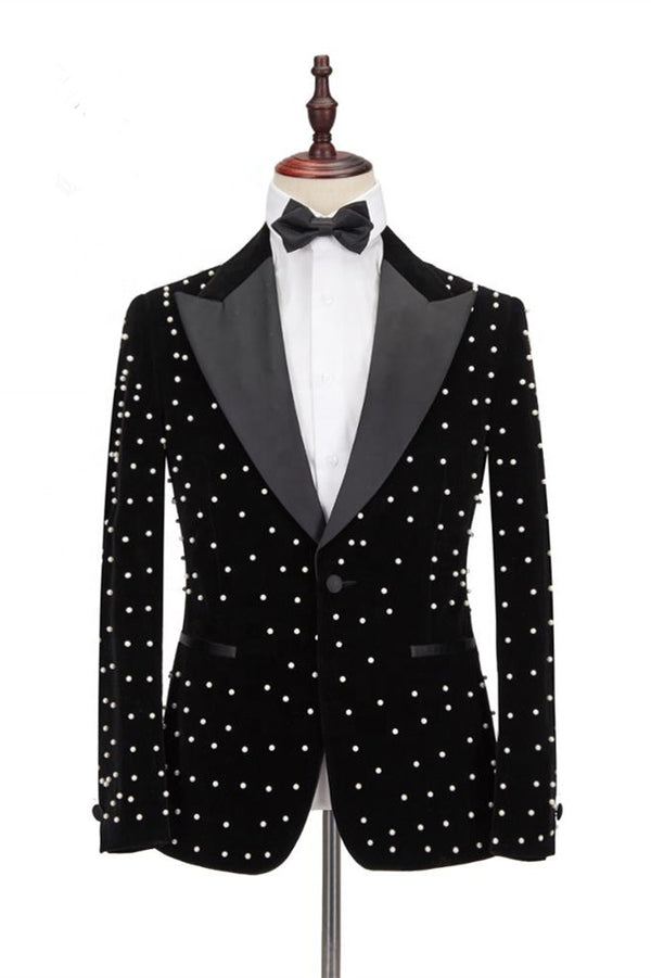 Koscy Gorgeous Casual Black Prom Outfit with Peaked Lapel for Men