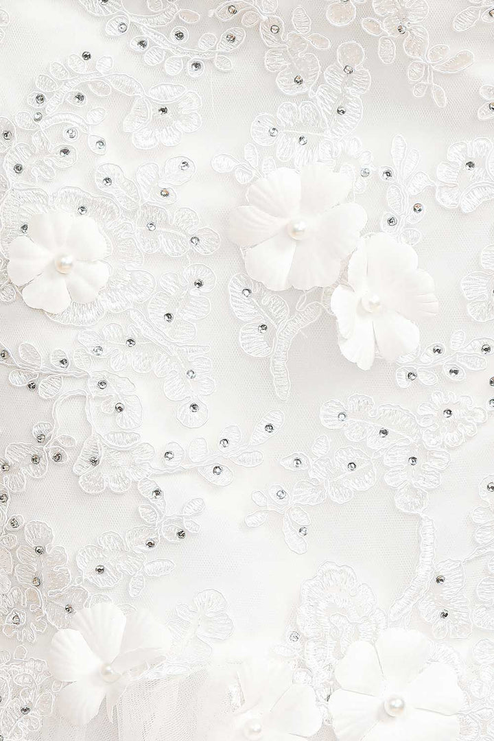 Bmbride Crystal Beads Tulle Mermaid Wedding Dress with Appliques