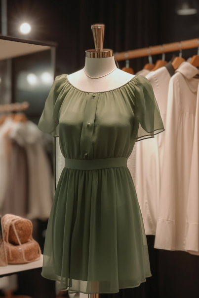 Dark Green Jewel Short Chiffon Sleeves Bridesmaid Dress