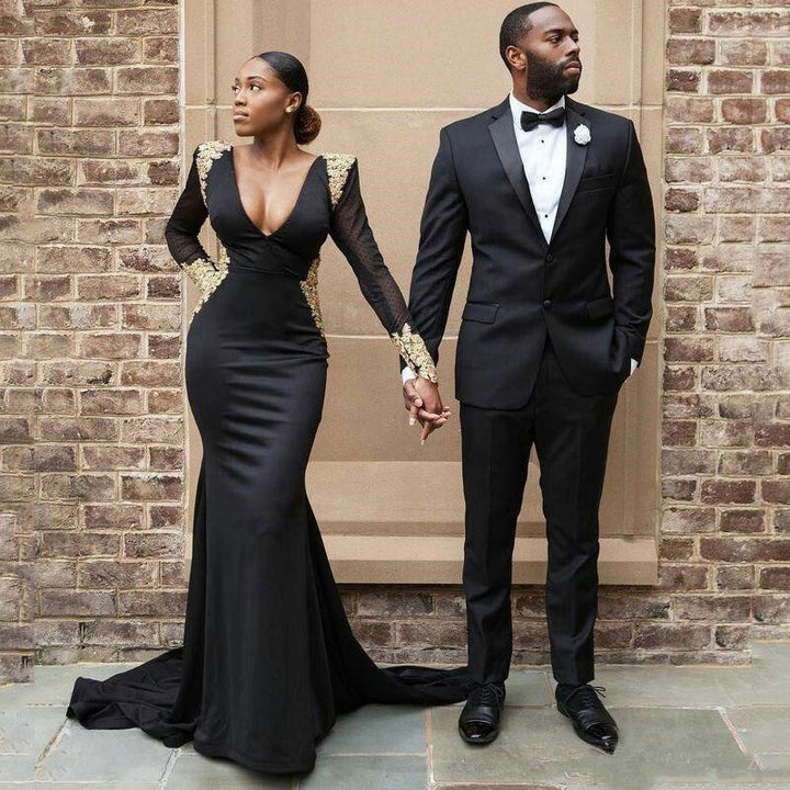 Koscy Stylish Black Two-Piece Formal Business Prom Suit
