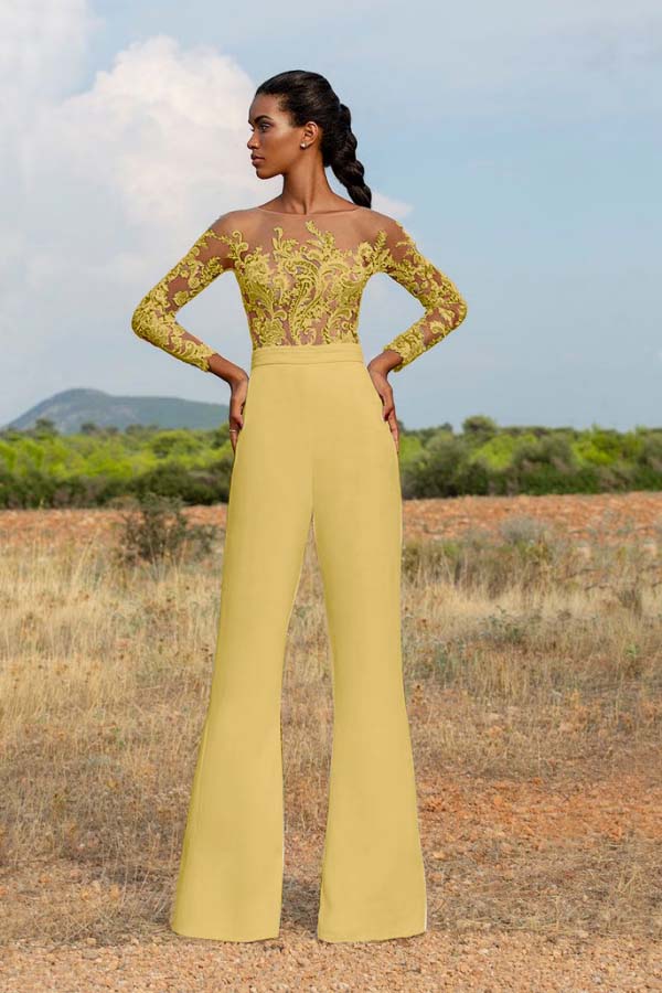 Koscy High-Grade White Embroidery Extraordinary Waist Slim Fit Party Jump Suit