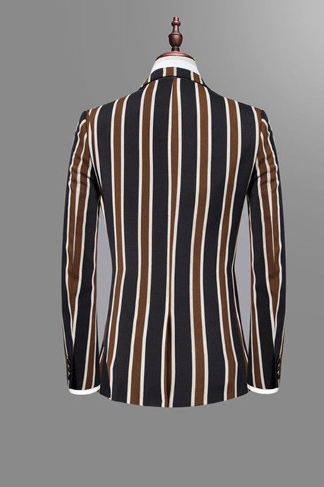 Koscy Gentle Black Striped Prom Attire for Men 2024 Online