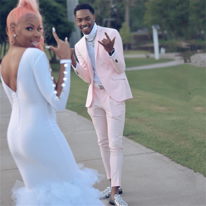 Koscy Best-Fit Pink Bespoke Wedding Suit for Groom
