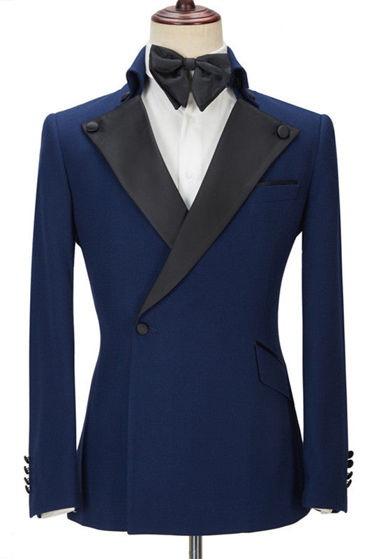 Koscy Formal Dark Navy Two-Piece Dinner Suit with Peak Lapel for Men