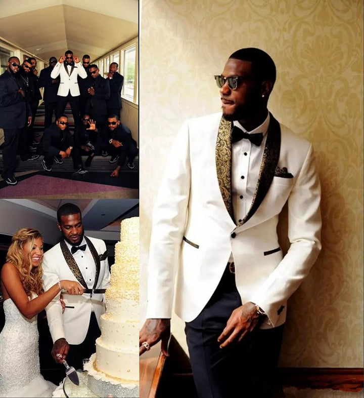 Koscy Formal Jacquard Tailcoats for Bridegroom and Groomsmen Wedding Suits