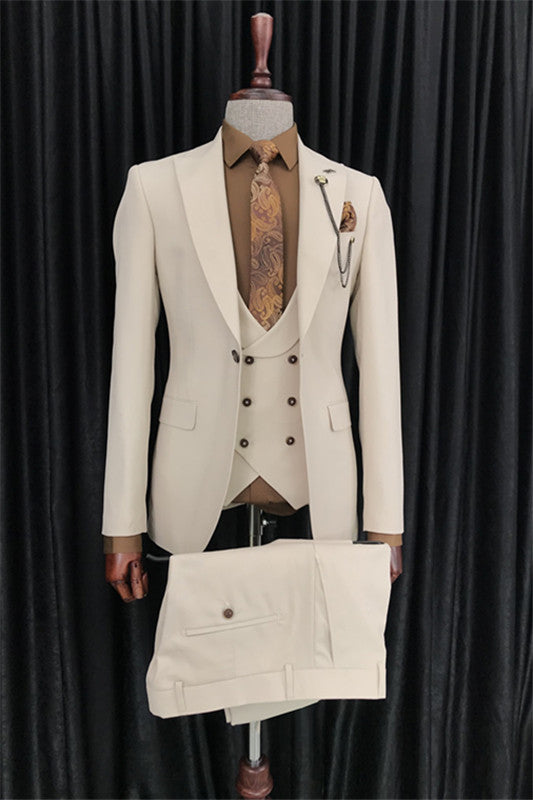 Abraham Chic Peaked Lapel Three-Piece Prom Attire for Men