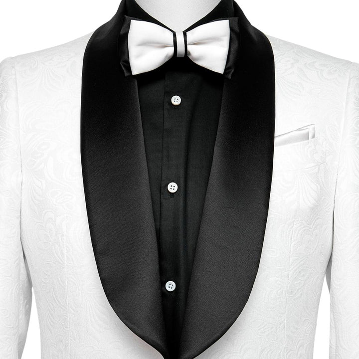 Arlen Glamorous White Jacquard Shawl Collar Two-Piece Groom's Suit