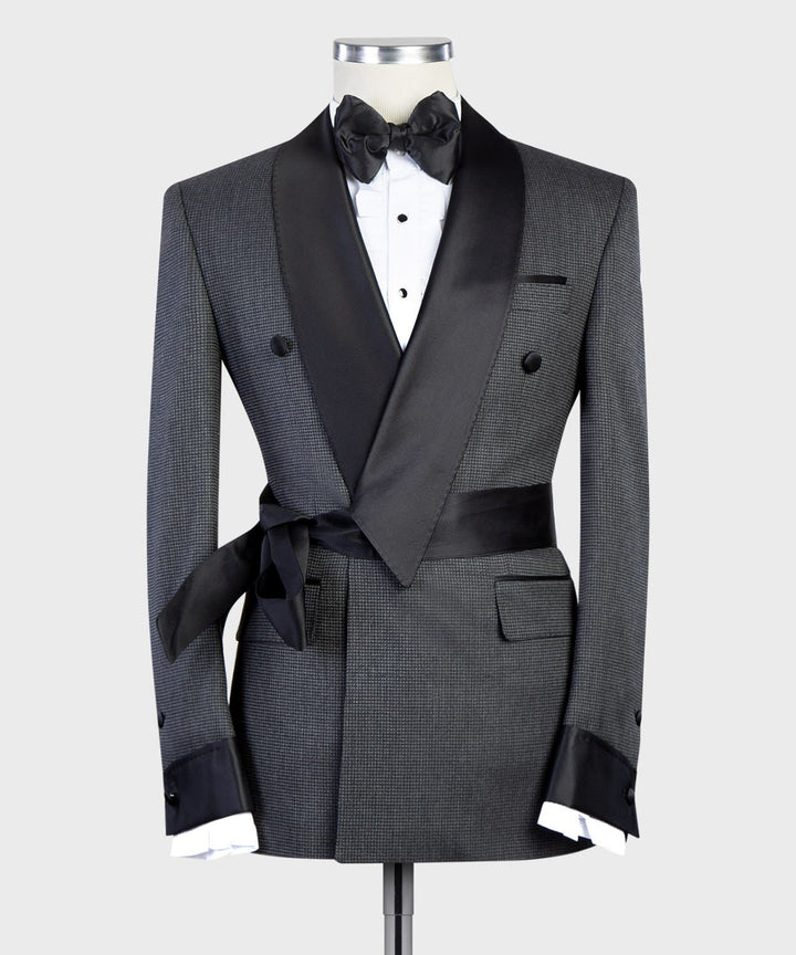 Basil Grey Stylish Two-Piece Custom Men’s Suits with Black Shawl Lapel