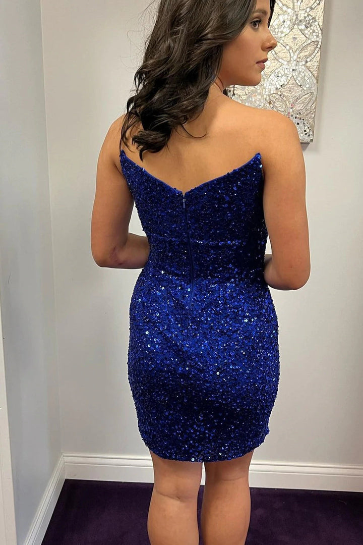 Koscy Sheath V Neck Sequins Homecoming Dress