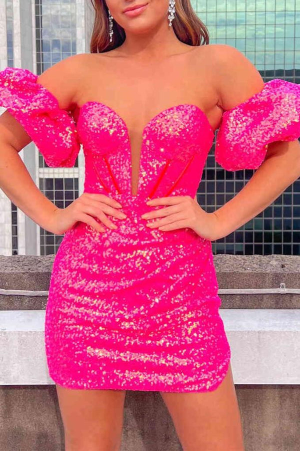 Koscy Bodycon Sweetheart Sequins Homecoming Dress