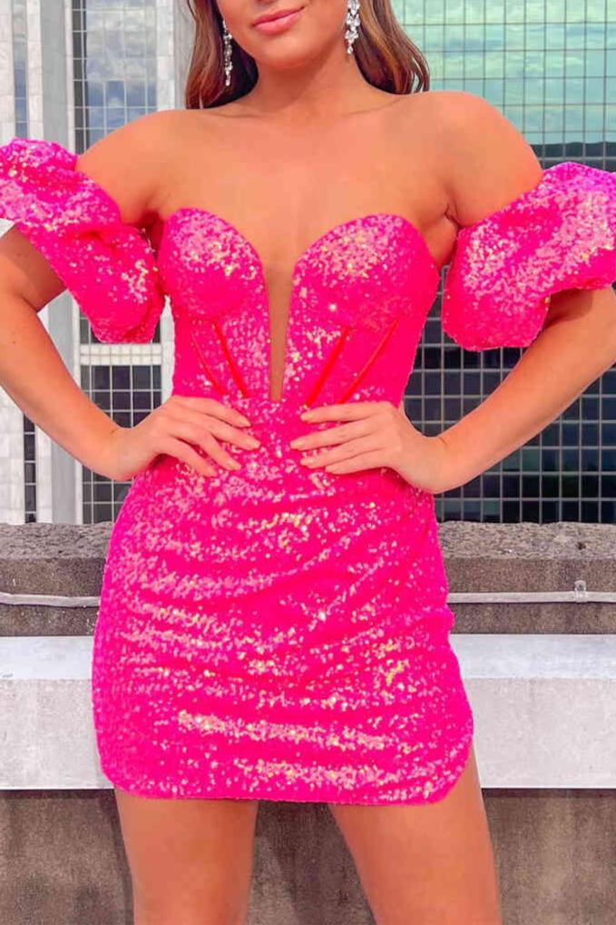 Koscy Bodycon Sweetheart Sequins Homecoming Dress