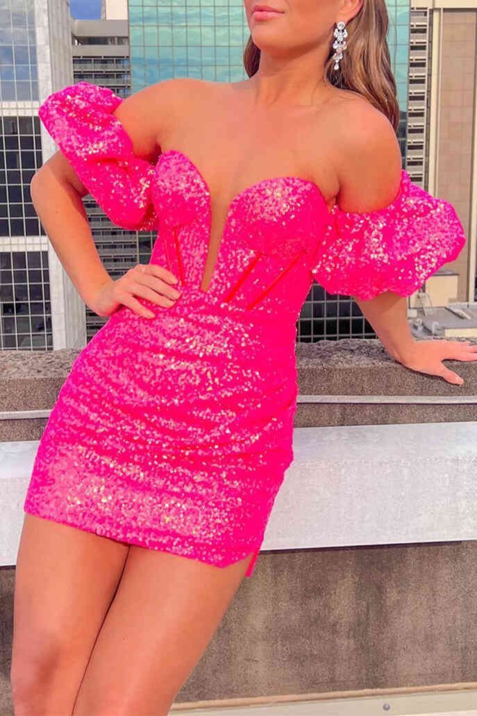 Koscy Bodycon Sweetheart Sequins Homecoming Dress