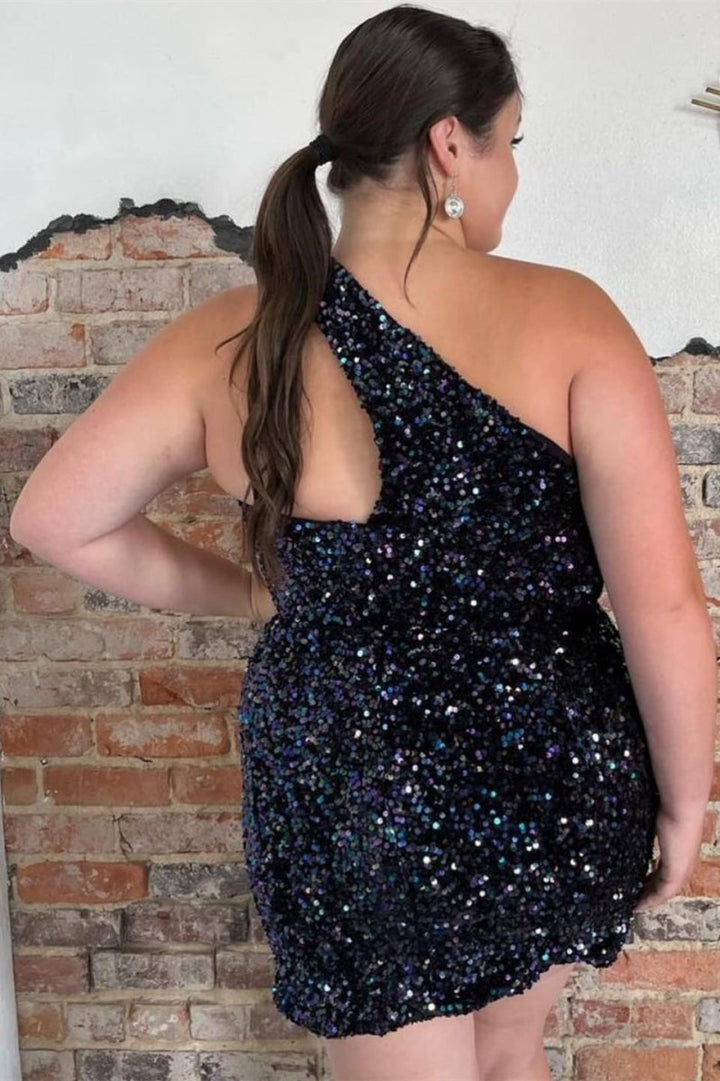Koscy Sheath Asymmetrical One Shoulder Sequins Homecoming Dress