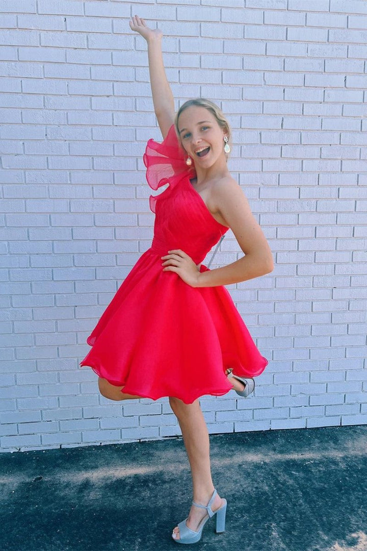 Koscy A-line One Shoulder Organza Homecoming Dress