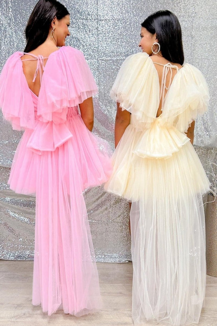 Koscy A-line Plunging V Neck Tulle Homecoming Dress