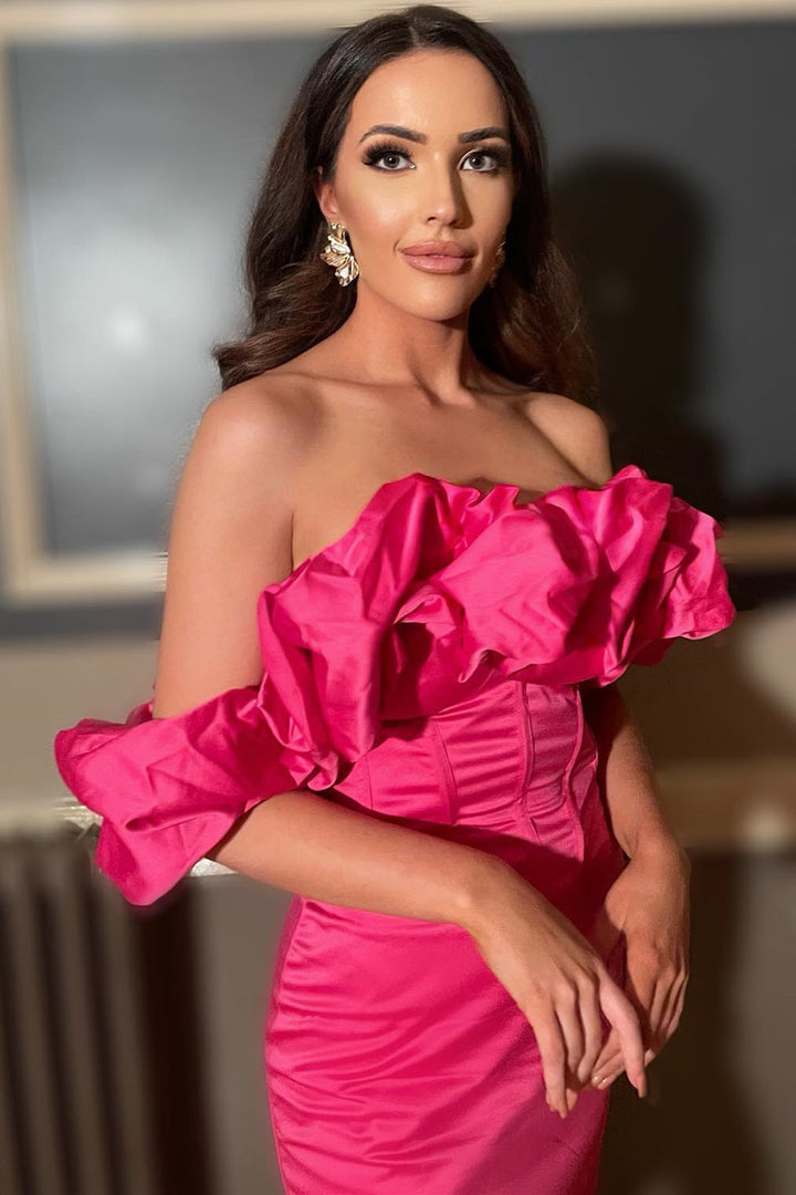 Koscy Sheath Off the Shoulder Ruffles Homecoming Dress