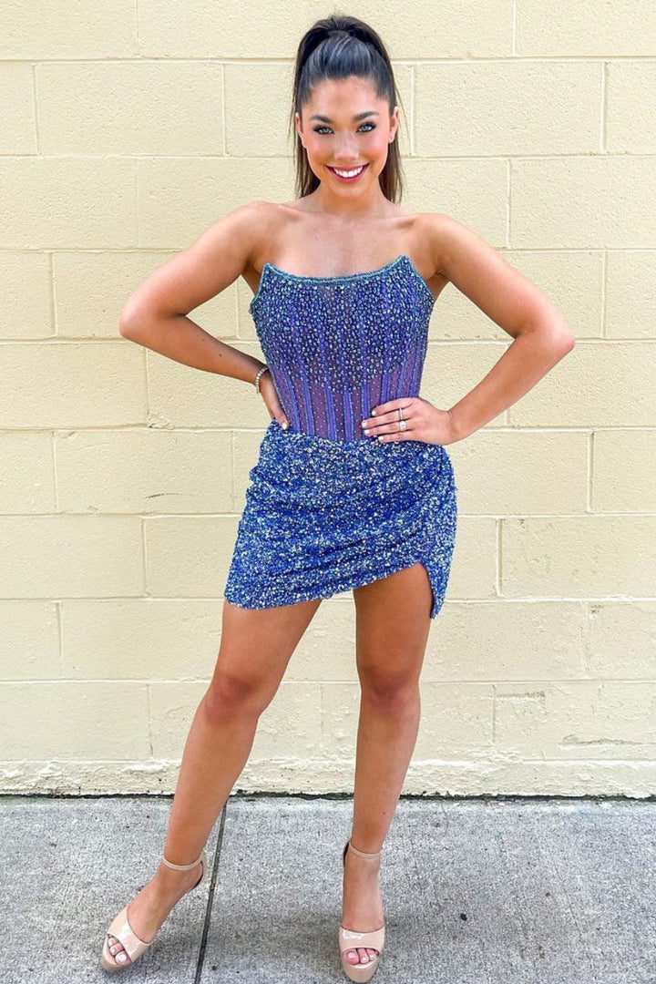 Koscy Bodycon Strapless Corset Homecoming Dress