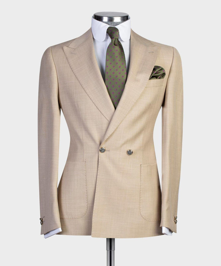 Gareth Champagne Double Breasted Peak Lapel Stylish Prom Men’s Suits