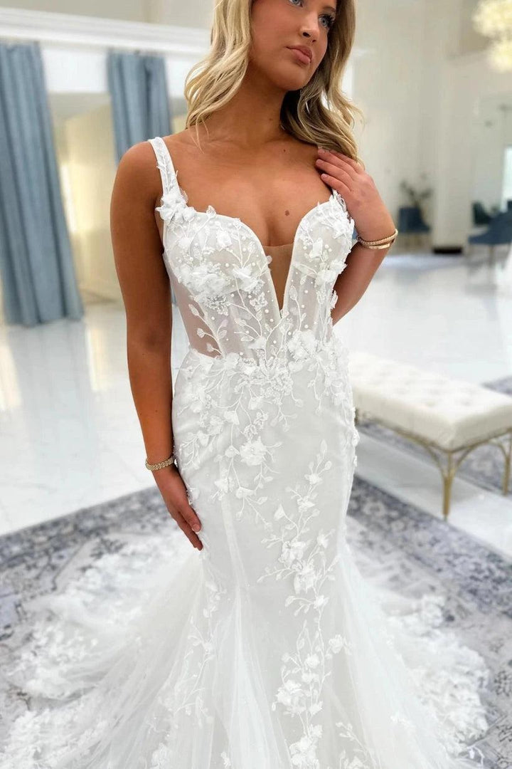 beaded low back wedding dress Ivory 3D Floral Lace Mermaid Sweetheart Illusion Bodice Open U-Back Chapel Train Try on Martini at Faux Pearl Decor Ballet girly dress Size:54 Long Jacket+48 Waist Adjust 44   to 50)(Height:6