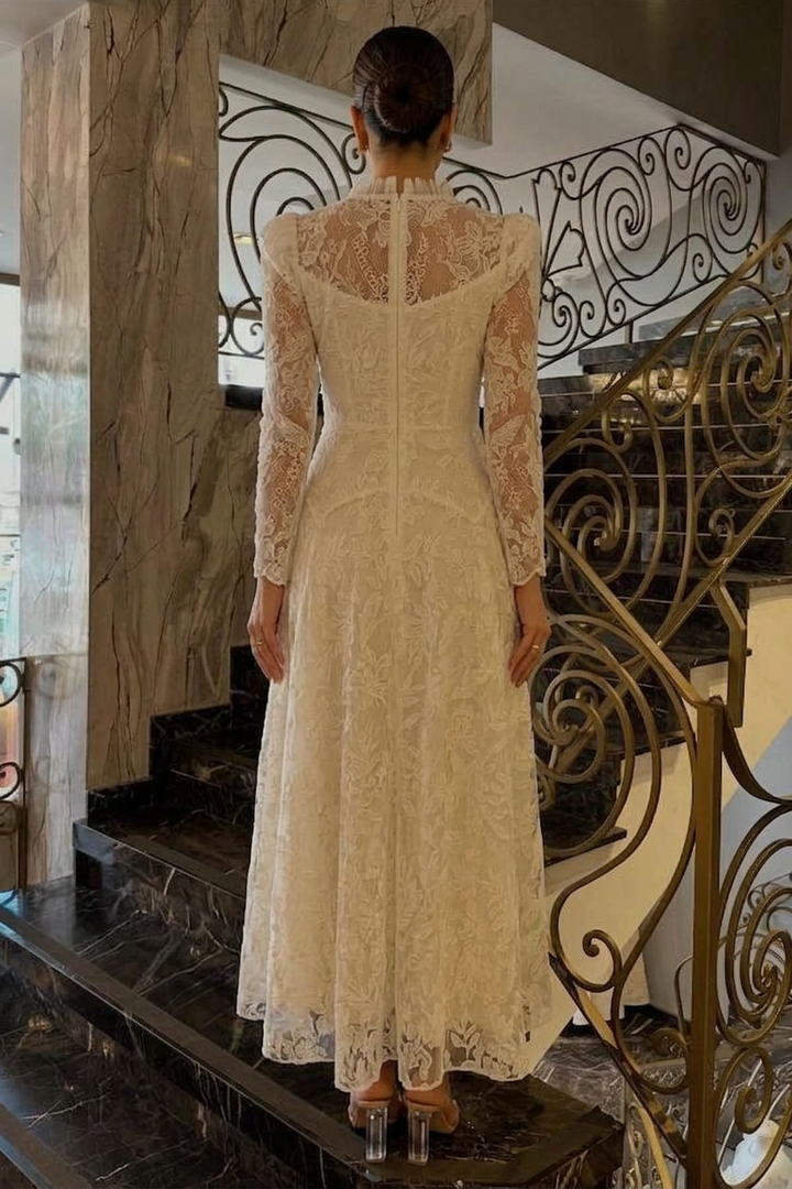 ivory victorian dress Ivory Victorian Style Lace Corset Wedding Gown Wedding Maxi Dress, Ivory / L