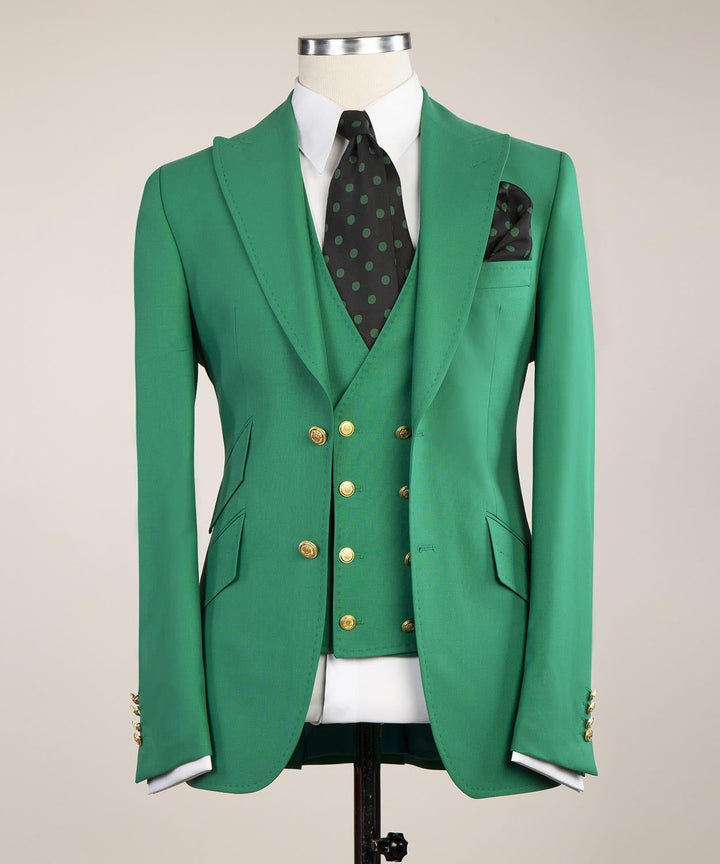 Latest Design Green Peak Lapel Slim Fit Stylish Prom Men’s Suits