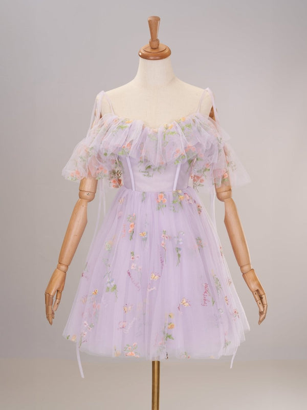 Koscy Lavender Off the Shoulder Corset Homecoming Dress with Ruffles