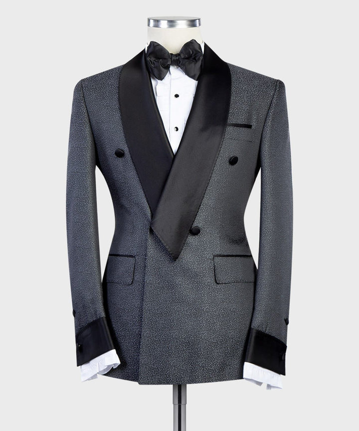 New Designer Dark Grey Breasted Shawl Lapel Men’s Suits