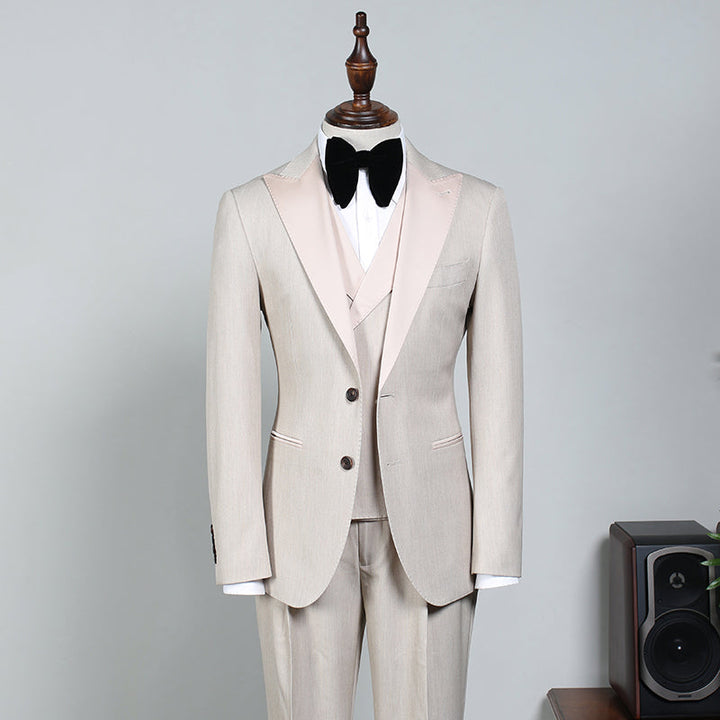 Nigel Stylish Off White Peak Lapel Two Button Men’s Business Suit