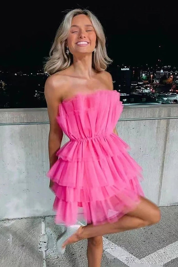 Koscy A Line Strapless Short Homecoming Dress