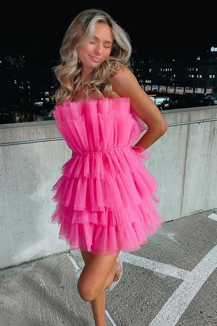 Koscy A Line Strapless Short Homecoming Dress